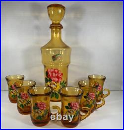 Vintage Kristall Lubiana Decanter and 6 Cups Set Italy