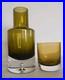 Vintage-Krosno-Poland-Hand-Blown-Art-Glass-Decanter-Tumbler-Set-Olive-Green-01-nckh