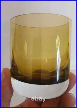 Vintage Krosno Poland Hand Blown Art Glass Decanter & Tumbler Set, Olive Green