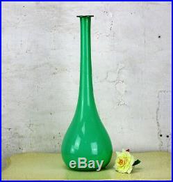 Vintage L Green Cased Glass Genie Bottle Decanter Decorative Funky Vase