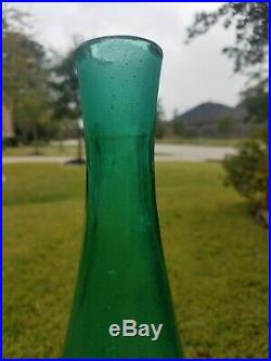Vintage LARGE Blenko Aqua Crackle Glass Decanter 21 3/4, 920