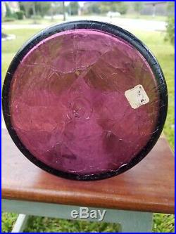 Vintage LARGE Blenko Plum / Lilac Crackle Glass Decanter 22.5t, 920