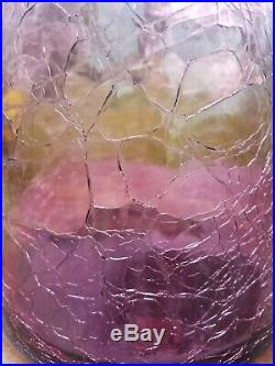 Vintage LARGE Blenko Plum / Lilac Crackle Glass Decanter 22.5t, 920