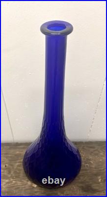 Vintage LARGE Empoli Italy Abstract Glass Cobalt BLUE Decanter MCM 26