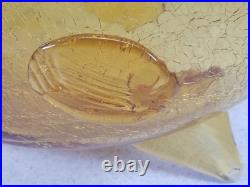 Vintage Large 19 Yellow Crackle Glass Fish Decanter Italy Murano Excellent