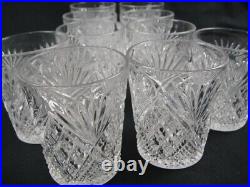 Vintage Large Carved Glass Decanter and 10 Shot Glasses