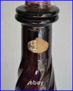Vintage Large GENIE BOTTLE Purple Swirl Amethyst Glass Decanter Empoli Italy