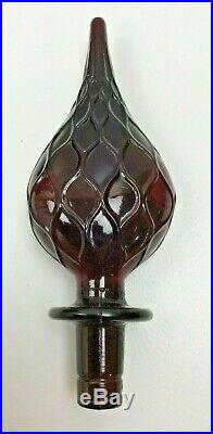 Vintage Large Ruby Red Guildcraft Italy Glass Wine Decanter Diamond Design