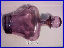 Vintage Large San Migel Purple Art Glass Decanter with Bubble Stopper 13.5 Tall