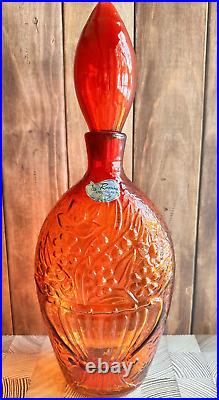 Vintage Large Tangerine Decanter By Rossini