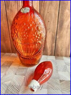 Vintage Large Tangerine Decanter By Rossini