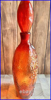 Vintage Large Tangerine Decanter By Rossini