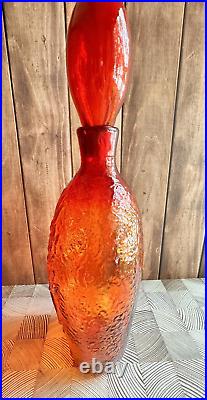 Vintage Large Tangerine Decanter By Rossini