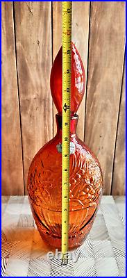 Vintage Large Tangerine Decanter By Rossini