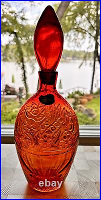 Vintage Large Tangerine Decanter By Rossini