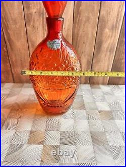 Vintage Large Tangerine Decanter By Rossini