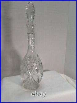 Vintage Lausitzer Glass Hand Cut Crystal Decanter 16 star pattern