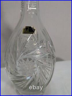 Vintage Lausitzer Glass Hand Cut Crystal Decanter 16 star pattern