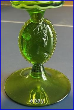 Vintage Lavorazione Empoli Striped Green/White 16.5 Bottle Decanter No Cap