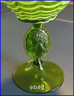 Vintage Lavorazione Empoli Striped Green/White 16.5 Bottle Decanter No Cap