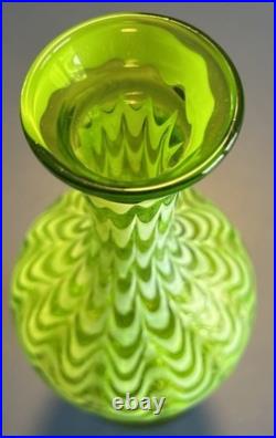 Vintage Lavorazione Empoli Striped Green/White 16.5 Bottle Decanter No Cap