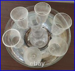 Vintage Liqueur or Wine Tasting Decanter Set Ice Bucket 6 Cordials Crystal