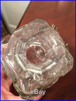 Vintage Lot of 2 Square Cut Crystal Glass LIQUOR WINE DECANTERS with Liquor Tags