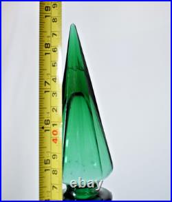 Vintage MCM 19 Empoli Green Glass Paneled Genie Bottle WithStopper
