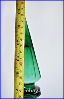 Vintage MCM 19 Empoli Green Glass Paneled Genie Bottle WithStopper