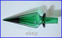 Vintage MCM 19 Empoli Green Glass Paneled Genie Bottle WithStopper