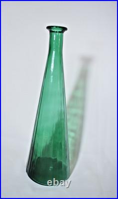 Vintage MCM 19 Empoli Green Glass Paneled Genie Bottle WithStopper