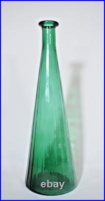 Vintage MCM 19 Empoli Green Glass Paneled Genie Bottle WithStopper