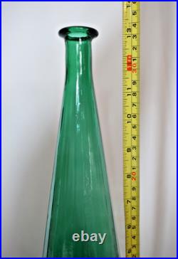 Vintage MCM 19 Empoli Green Glass Paneled Genie Bottle WithStopper