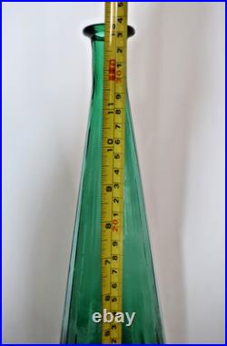 Vintage MCM 19 Empoli Green Glass Paneled Genie Bottle WithStopper