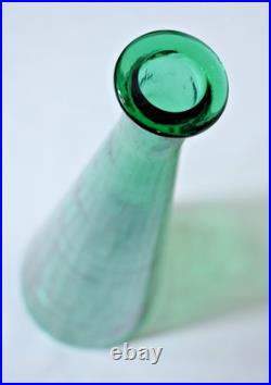 Vintage MCM 19 Empoli Green Glass Paneled Genie Bottle WithStopper