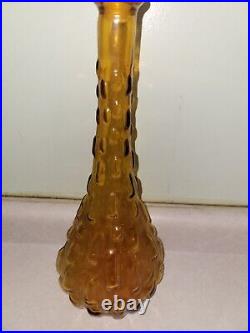 Vintage MCM 1960's Empoli Genie Bottle Decanters Lot Of 2, Amber, Mid Century