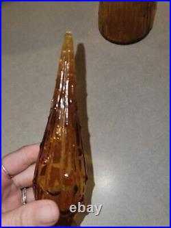 Vintage MCM 1960's Empoli Genie Bottle Decanters Lot Of 2, Amber, Mid Century