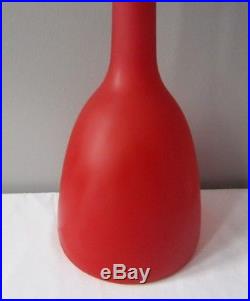 Vintage MCM 1960's Large Murano Italy Satinato Sunset Red Decanter withLabel 17