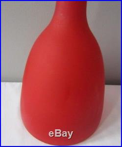 Vintage MCM 1960's Large Murano Italy Satinato Sunset Red Decanter withLabel 17