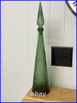 Vintage MCM 22 Italian Empoli Genie Bottle Emerald Green Glass Decanter