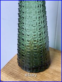 Vintage MCM 22 Italian Empoli Genie Bottle Emerald Green Glass Decanter