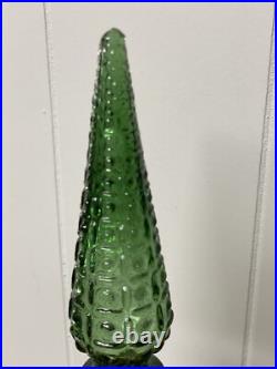Vintage MCM 22 Italian Empoli Genie Bottle Emerald Green Glass Decanter