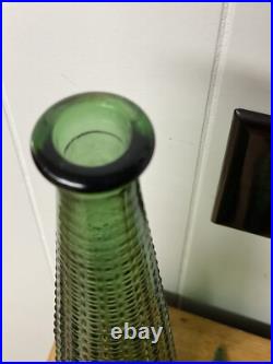 Vintage MCM 22 Italian Empoli Genie Bottle Emerald Green Glass Decanter
