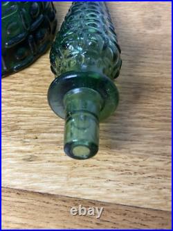 Vintage MCM 22 Italian Empoli Genie Bottle Emerald Green Glass Decanter