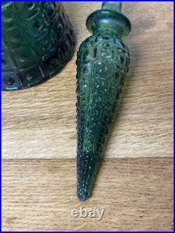 Vintage MCM 22 Italian Empoli Genie Bottle Emerald Green Glass Decanter