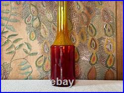 Vintage MCM American Amberina Rainbow Art Glass Decanter 13.5