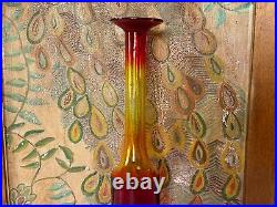 Vintage MCM American Amberina Rainbow Art Glass Decanter 13.5