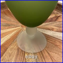 Vintage MCM Avocado Green Satin Glass Empoli Decanter Satinato
