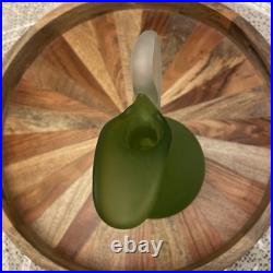 Vintage MCM Avocado Green Satin Glass Empoli Decanter Satinato