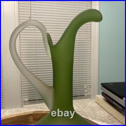 Vintage MCM Avocado Green Satin Glass Empoli Decanter Satinato